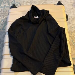 PatPat Black Ribbed Turtleneck Top